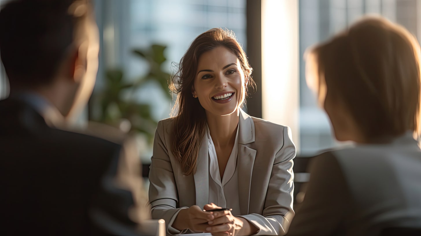 Conseillère en assurance souriante lors d’un rendez-vous