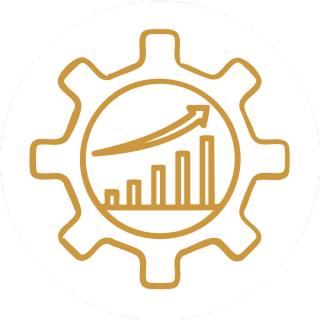 Icône d’un engrenage avec un graphique en croissance.
