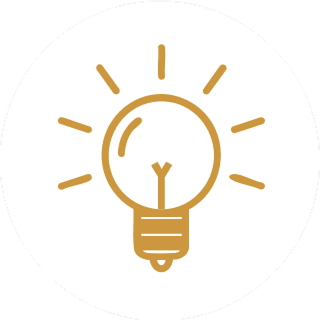 Icône d’ampoule symbolisant l’innovation et l’expertise.